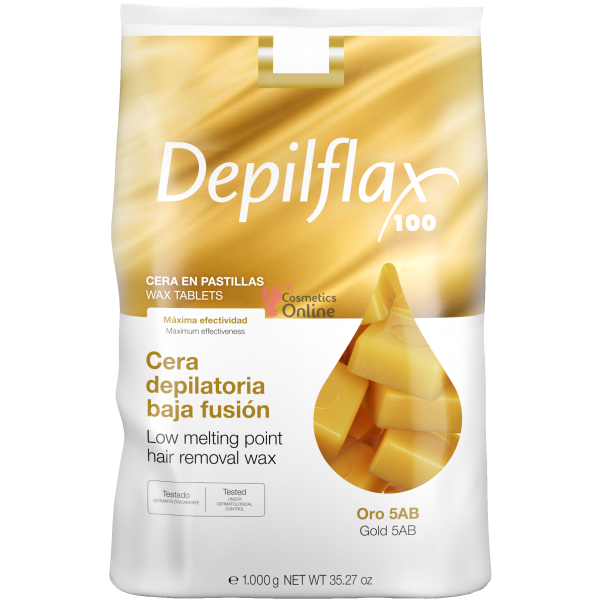 Ceara traditionala naturala cuburi cu particule de aur Depilflax Spania 1 kg, Cera Oro 5AB